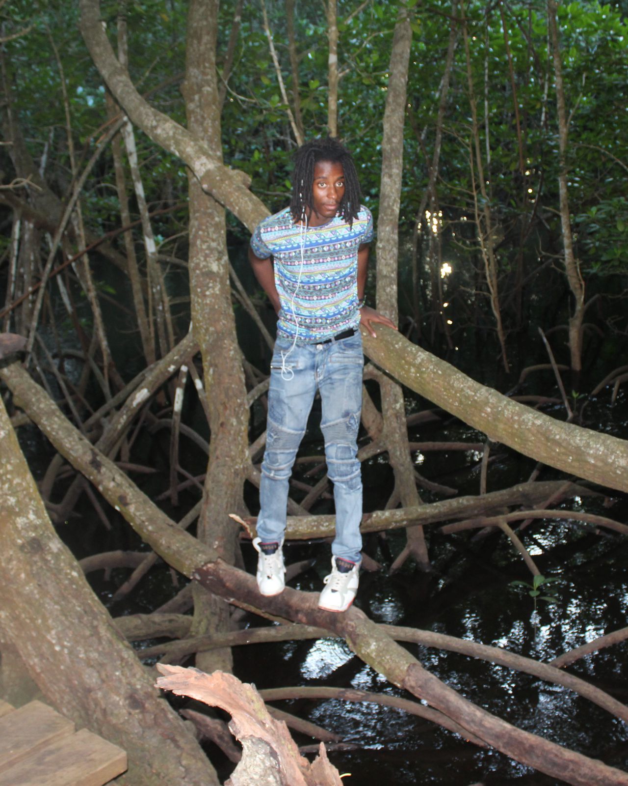 Malcolm J. Henry in a mangrove forest in Tanzania